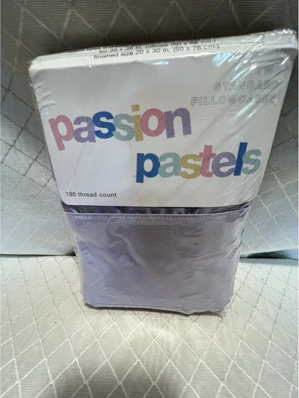 Passion Pastels 2 Standard Pillow Cases Purple Satin Edge New 180 Thread CT